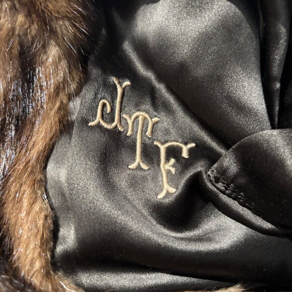 VINTAGE 50s I. MAGNIN Full Length Demi Buff MINK FUR COAT Mahogany Shawl Collar - Picture 6 of 11